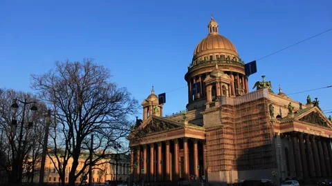 Timelapse view to the Saint Isaac's Cathedral Stock Footage 130176456