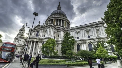 Timelapse view of Saint Paul cathedral in London Stock Footage 53812583