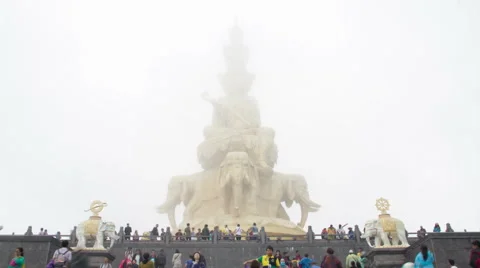 Timelapse view of the Samantabhadra Bodhisattva statue Stock Footage 40739043