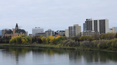Timelapse view of the Saskatoon, Canada cityscape 4K Stock Footage 120020103