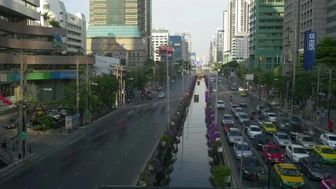 Timelapse view of the Sathon Thai Road at Sathon District in Bangkok, Thailand Stock Footage 69811982