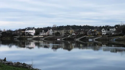 Timelapse view of the Savannah River at Augusta, Georgia 8K Stock Footage 142817403