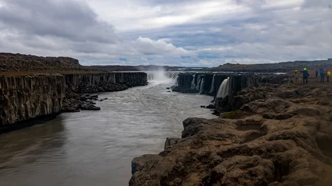 Timelapse view of Selifoss waterfall in North Iceland Stock Footage 116860855