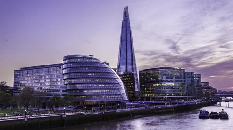 Timelapse view of the Shard and City Hall in London Stock Footage 50921602