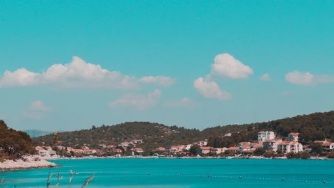 Timelapse View of small town called Tisno 1 Stockbeeldmateriaal 91282227