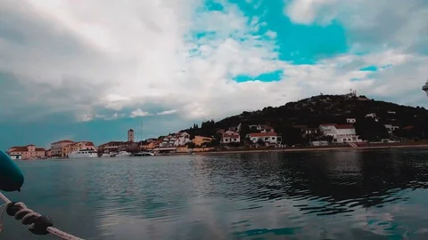 Timelapse View of small town called Tisno 4 Stockbeeldmateriaal 91282267