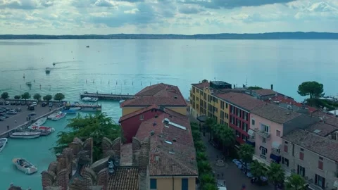 Timelapse view of a small town in Italy with boats Stock Footage 240760918