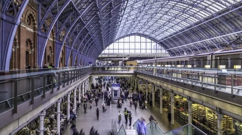 Timelapse view of St Pancras station in London Stock Footage 53812418