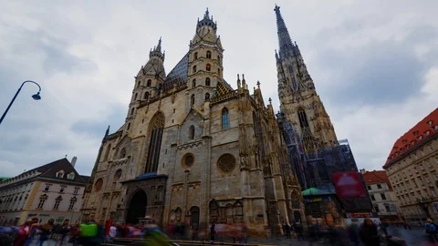 Timelapse view of St Stephen cathedral in Vienna, Austria (Stephansdom, Wien) Stock Footage 114216031
