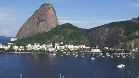 Timelapse view of Sugarloaf Mountain and Guanabara Bay in Rio de Janeiro, Brazil Stock Footage 105485678