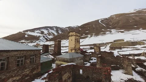 Timelapse view Svan towers settlement in Murkmeli village. Ushguli. View fr.. 스톡 동영상 311881828