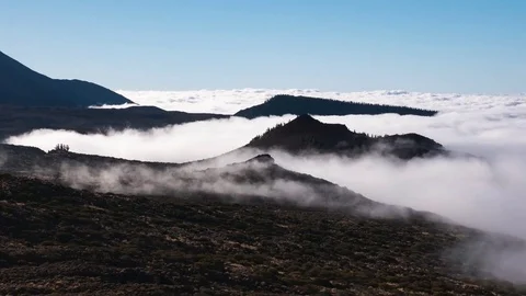 Timelapse, view of the teide with moving clouds Stock Footage 83683655