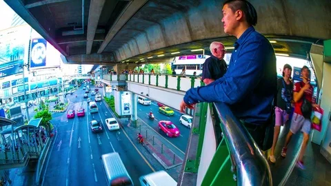 Timelapse view on traffic and and public transportation in Bangkok Stock Footage 73829048
