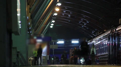 Timelapse view of train departing at the Domodedovo Airport train station Stock Footage 34311064