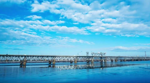 Timelapse view of transport bridge. Cloudy day. Stock Footage 58968848