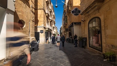 Timelapse view of a typical lane in Valletta (Malta) Stock Footage 108086021