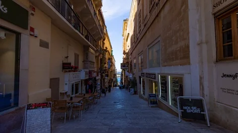 Timelapse view of a typical lane in Valletta (Malta) Stock Footage 117351356