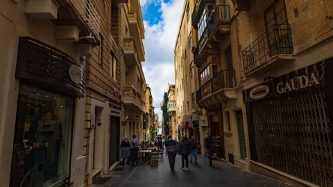 Timelapse view of a typical small lane in Valletta (Malta) Stock Footage 106393747