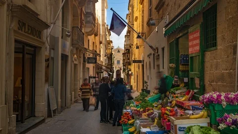 Timelapse view of a typical small lane in Valletta (Malta) Stock Footage 106393817