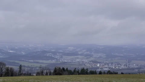 Timelapse view of the valley in which the city lies surrounded by mountains Stock Footage 145883910