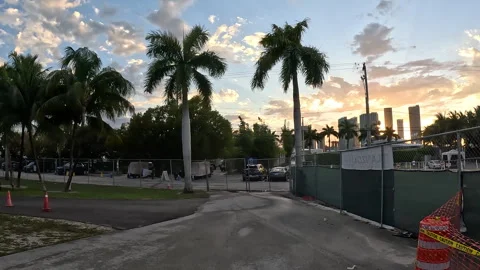 Timelapse: View on Watson Island looking out toward downtown Miami during Sunset Stock Footage 241927793