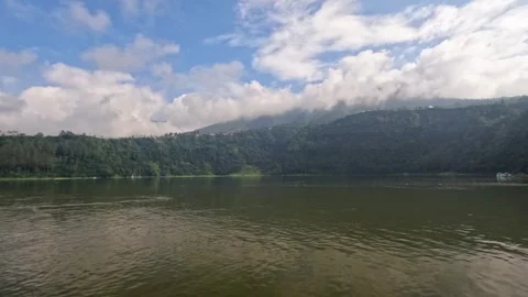 Timelapse view of white clouds above the lake Stock Footage 319927985