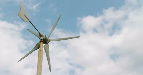 Timelapse View Of A Windmill With Moving Clouds. 4K Stock Footage 53182950