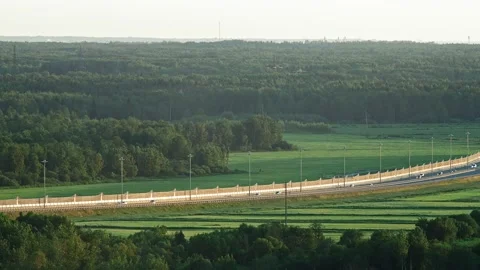 Timelapse view from the window during quarantine. Nature landscape and highway Stock-Footage 133832411
