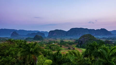 Timelapse of Vinales Valley at sunrise, Cuba Stock Footage 122300341