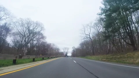 Timelapse: Virtually Empty Streets on the Merritt Parkway during COVID-19 Stock Footage 129042273