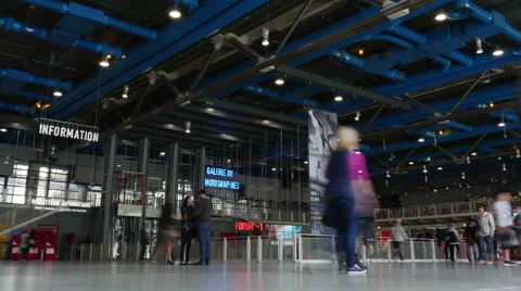Timelapse of visitors in the hall of Centre Pompidou Stock Footage 61795693