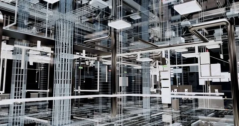 Timelapse visualization of BIM model of office building with transparent walls 库存影片 116785767