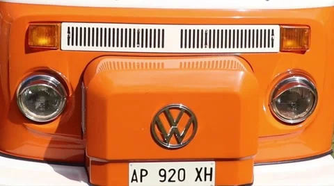 Timelapse Volkswagen T2, close view, multicolours, hippie, bulli, camper Stock Footage 68320437