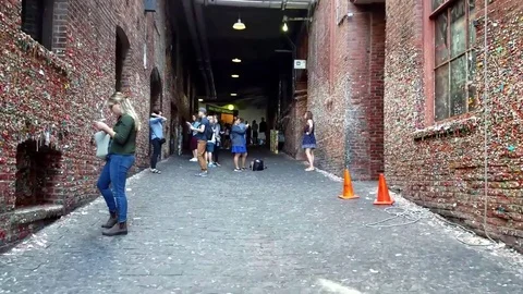 Timelapse Walk Through Gum Wall Post Alley Seattle Stock Footage 76277960