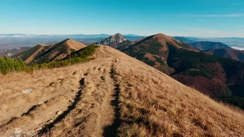 Timelapse, walking along the mountain ridge in the national park. Idyllic Stock-Footage 290104346