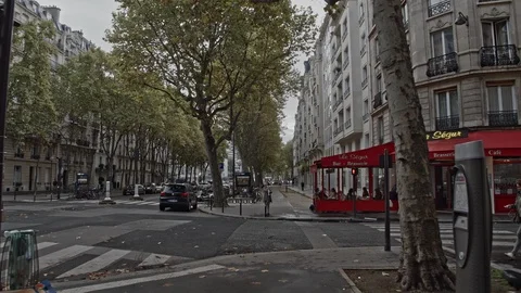 Timelapse of walking along the street of Paris in autumn Stock Footage 88997953