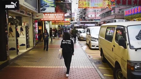 Timelapse, walking with camera in Hong Kong. Stock Footage 72334321
