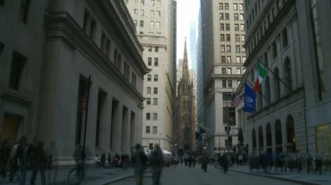 Timelapse, Wall Street District (slow zoom out) Stock Footage