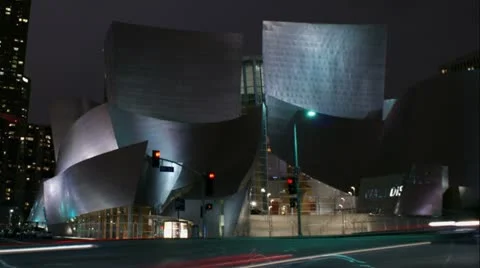 Timelapse Walt Disney Hall intersection Stock-Footage 11552245