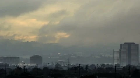 Timelapse of Warner Bros and Universal during a rainy winter day Video stock 45295791