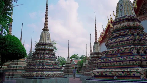 Timelapse Wat Pho temple and Pagodas Stock Footage 156172900