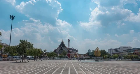 Timelapse of Wat Suthat Temple, view from Larn Kon Mueng. Bangkok, Thailand. NOV Stock Footage 116416739