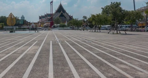 Timelapse of Wat Suthat Temple, view from Larn Kon Mueng. Bangkok, Thailand. NOV Stock Footage 119895816