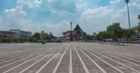 Timelapse of Wat Suthat Temple, view from Larn Kon Mueng. Bangkok, Thailand. NOV Stock Footage 139988297