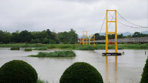 Timelapse water flow with bridge Stock Footage 78558222