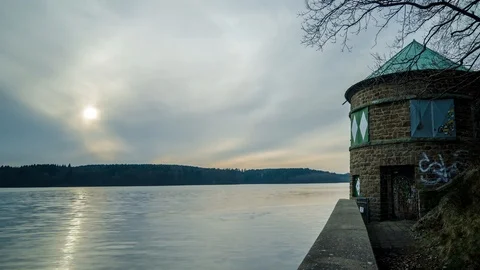 Timelapse Water Sea Clouds Sunset Building Forrest Wood Stock Footage 86012839