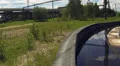 Timelapse of water treatment unit moving with camera on board around pond HD Footage