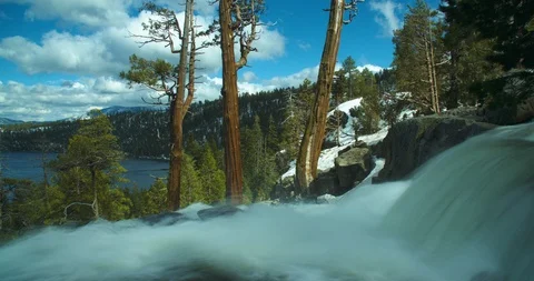 Timelapse of Waterfall over Emerald Bay in Lake Tahoe Video stock 109255328