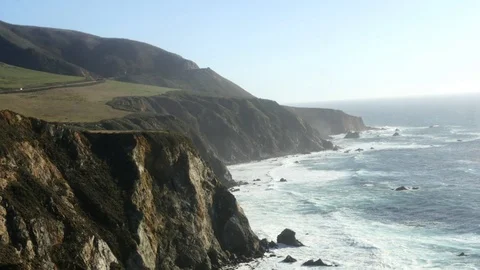 Timelapse of waves hitting the coast, near Bixby Creek Bridge, in Big sur, .. Stock Footage 72883667