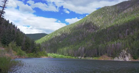 Timelapse of Waves Moving Across the Surface of a Mountain Lake Stock Footage 66525030